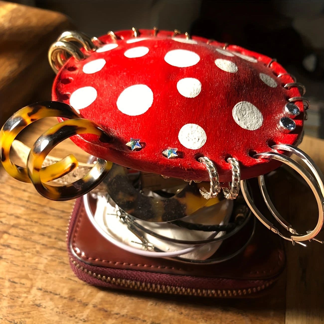 Whimsical Mushroom Earring Holder - Unique Forest-Themed Resin Jewelry