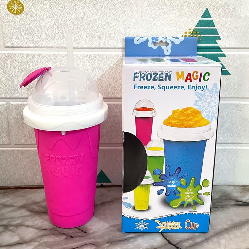 Pink Instant DIY Slushie Squeeze Maker Cup - Food-Grade Silicone