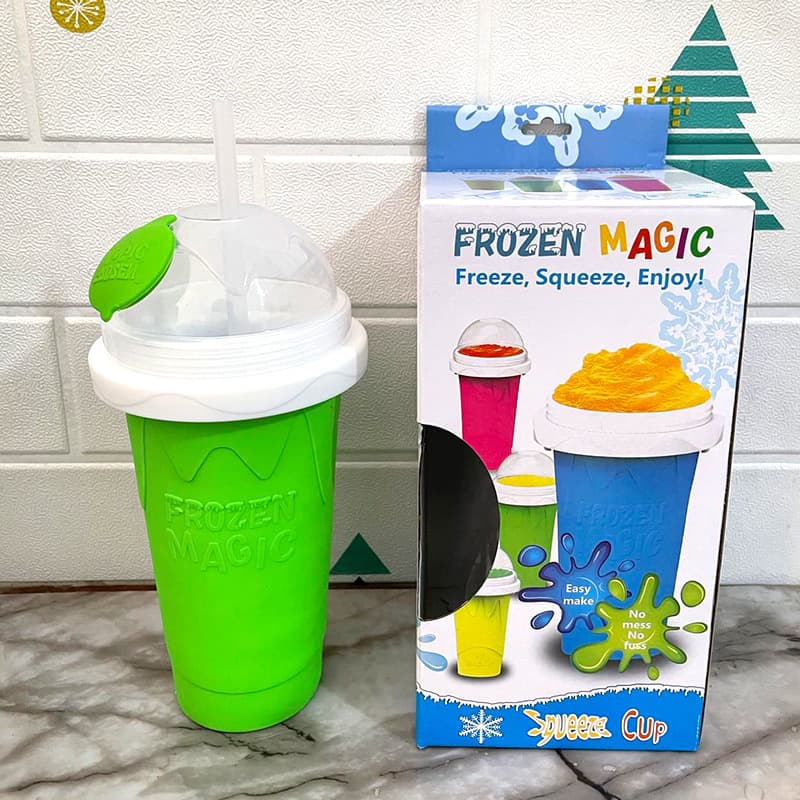 Green Instant DIY Slushie Squeeze Maker Cup - Food-Grade Silicone