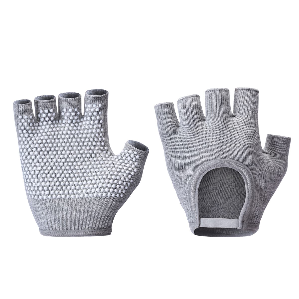 Grey 2-Pack Women's Non-Slip Yoga Gloves - Open Back Half Finger Cotton