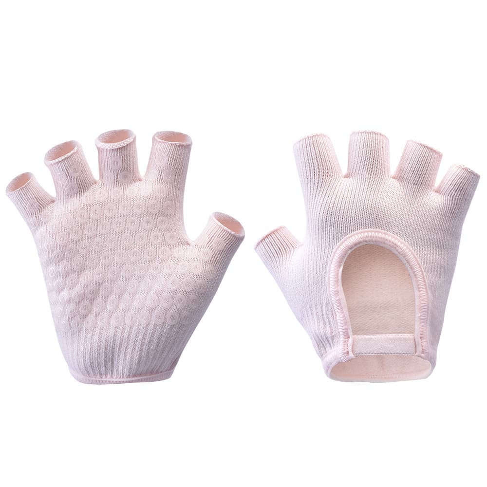 Pink 2-Pack Women's Non-Slip Yoga Gloves - Open Back Half Finger Cotton