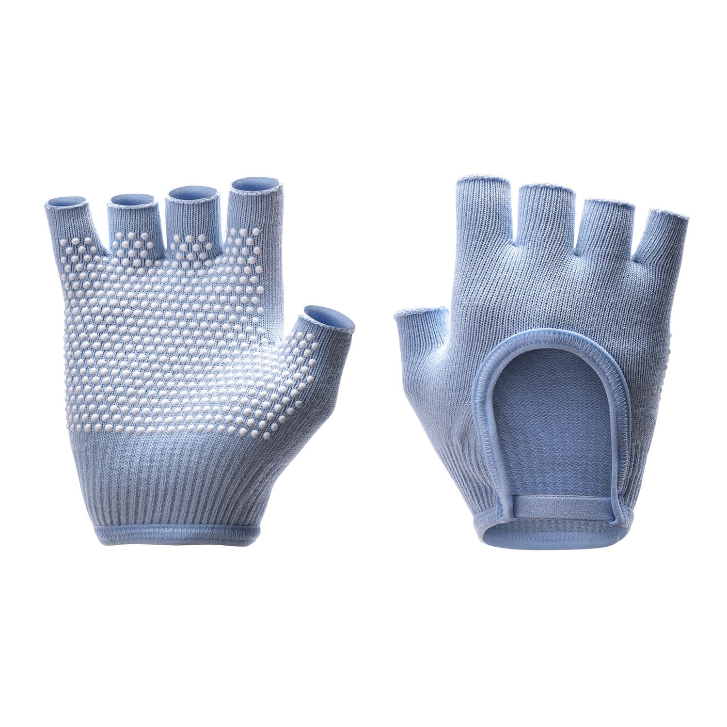 Blue 2-Pack Women's Non-Slip Yoga Gloves - Open Back Half Finger Cotton