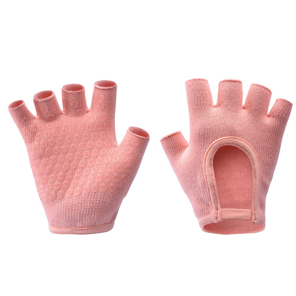 Orange 2-Pack Women's Non-Slip Yoga Gloves - Open Back Half Finger Cotton