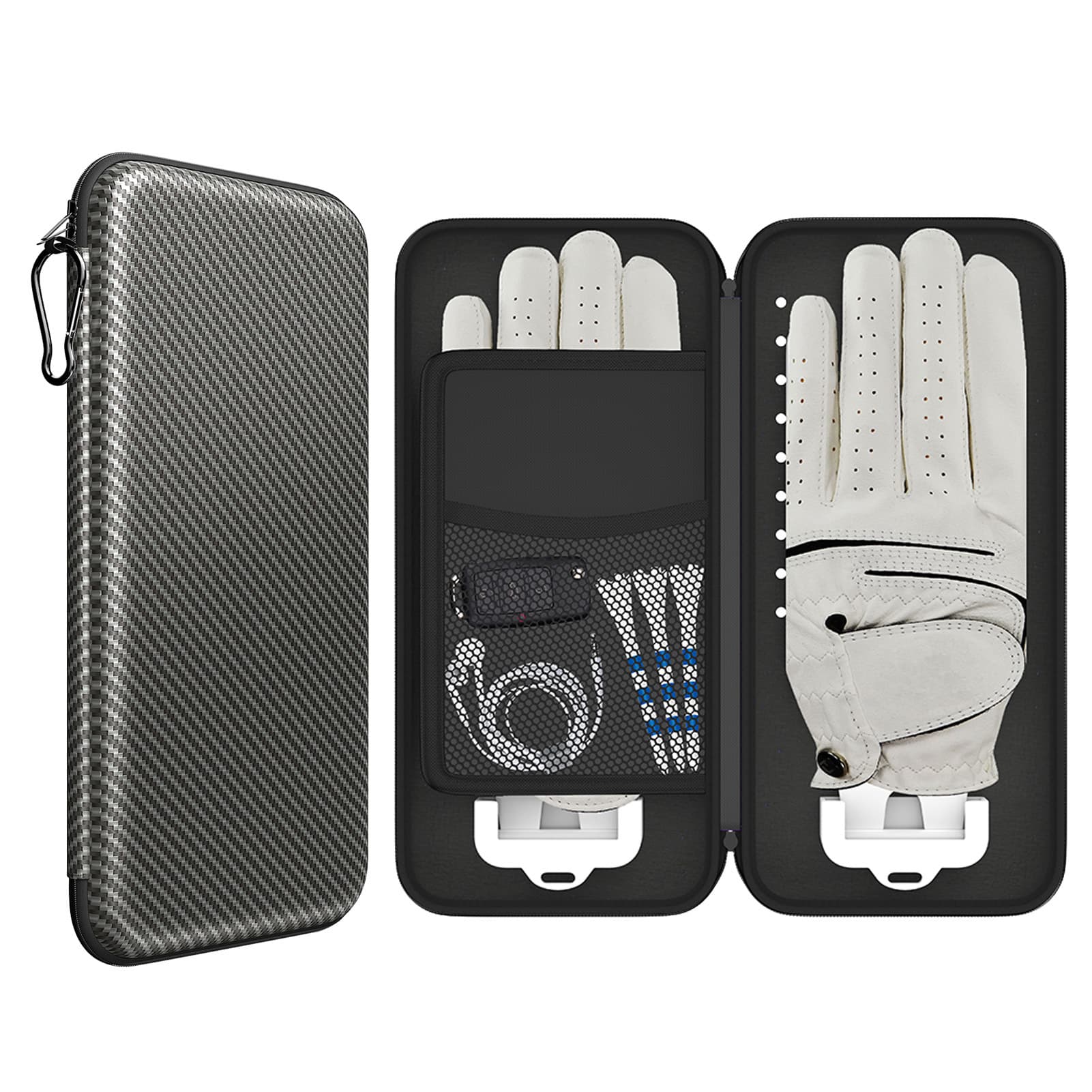 Grey Golf Glove Bag with Dual Glove Support Frame & Hook - Convenient