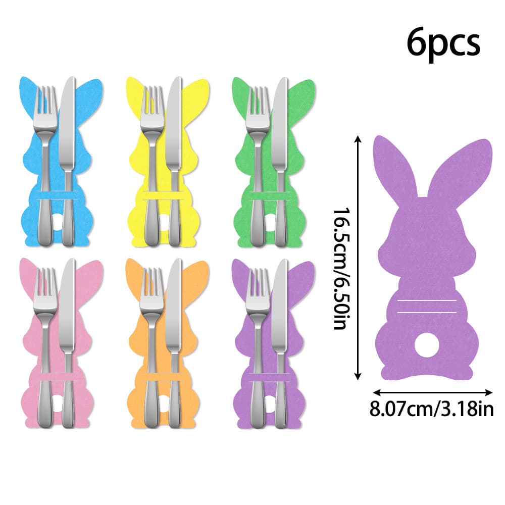Rabbit 18-Piece Easter Cutlery Holders Set - 3 Identical Sets of 6, Festive