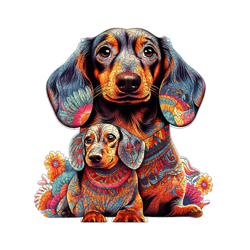Irregular-Shaped Puzzle - A3 Size (33×43 cm) - A mother and her puppies