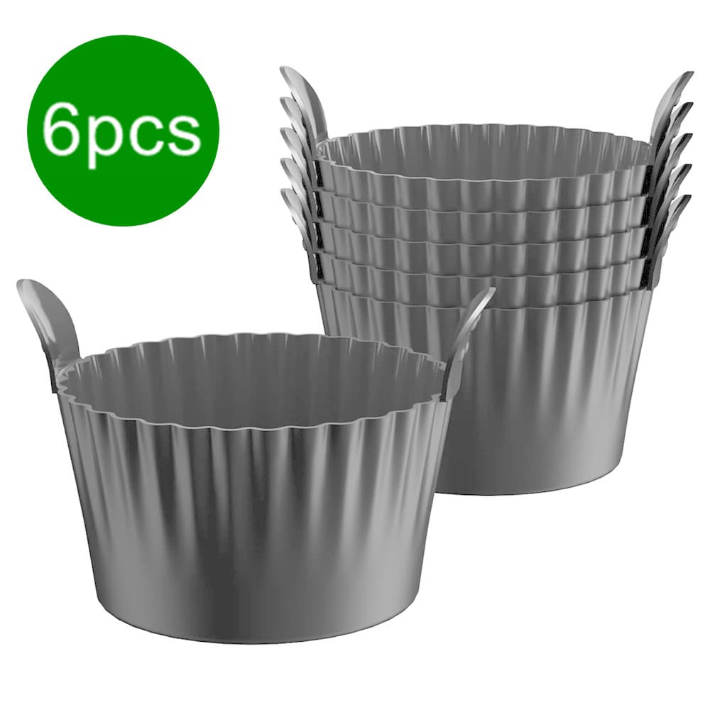 Grey Silicone Egg Poaching Mold - 6-Pack, Heat-Resistant, with Side Handles