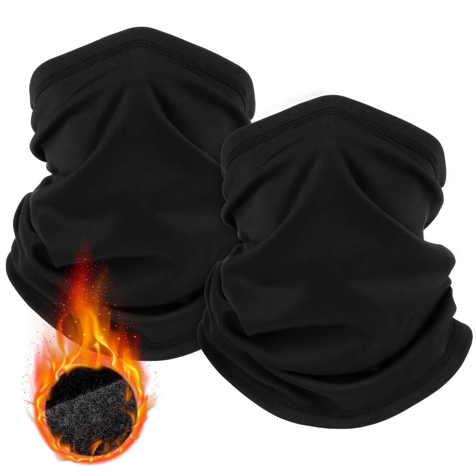 Black Multi-Functional Thermal Neck Gaiter - Windproof, Stretchable Face
