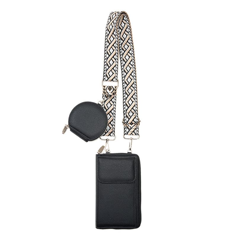 Black Women's Multi-Functional Crossbody Phone Bag with Detachable Coin