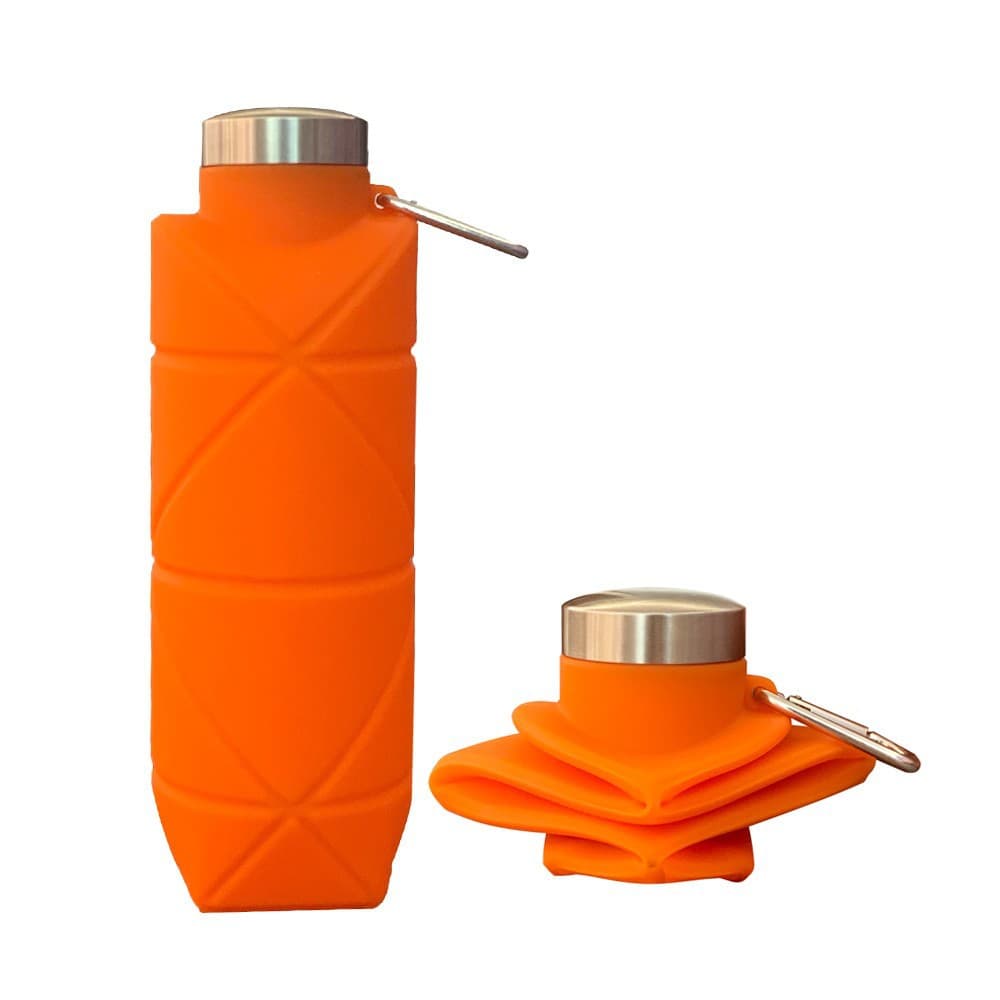 Orange-red 700 ml Collapsible Silicone Water Bottle - Orange red