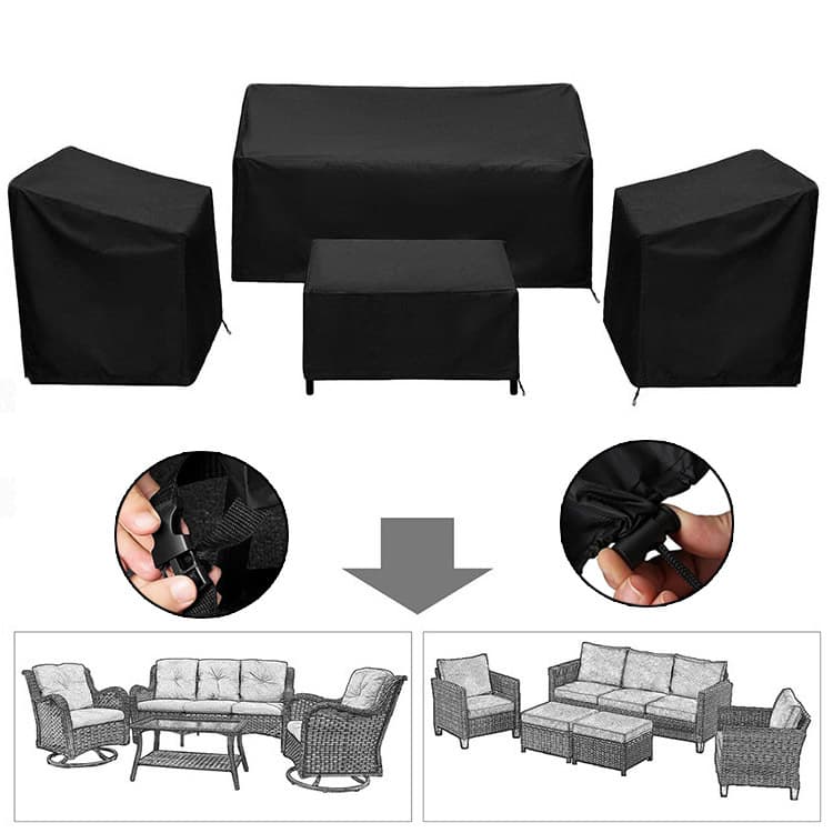 4-Piece Large Outdoor Dustproof Furniture Cover Set with Zippered Bag