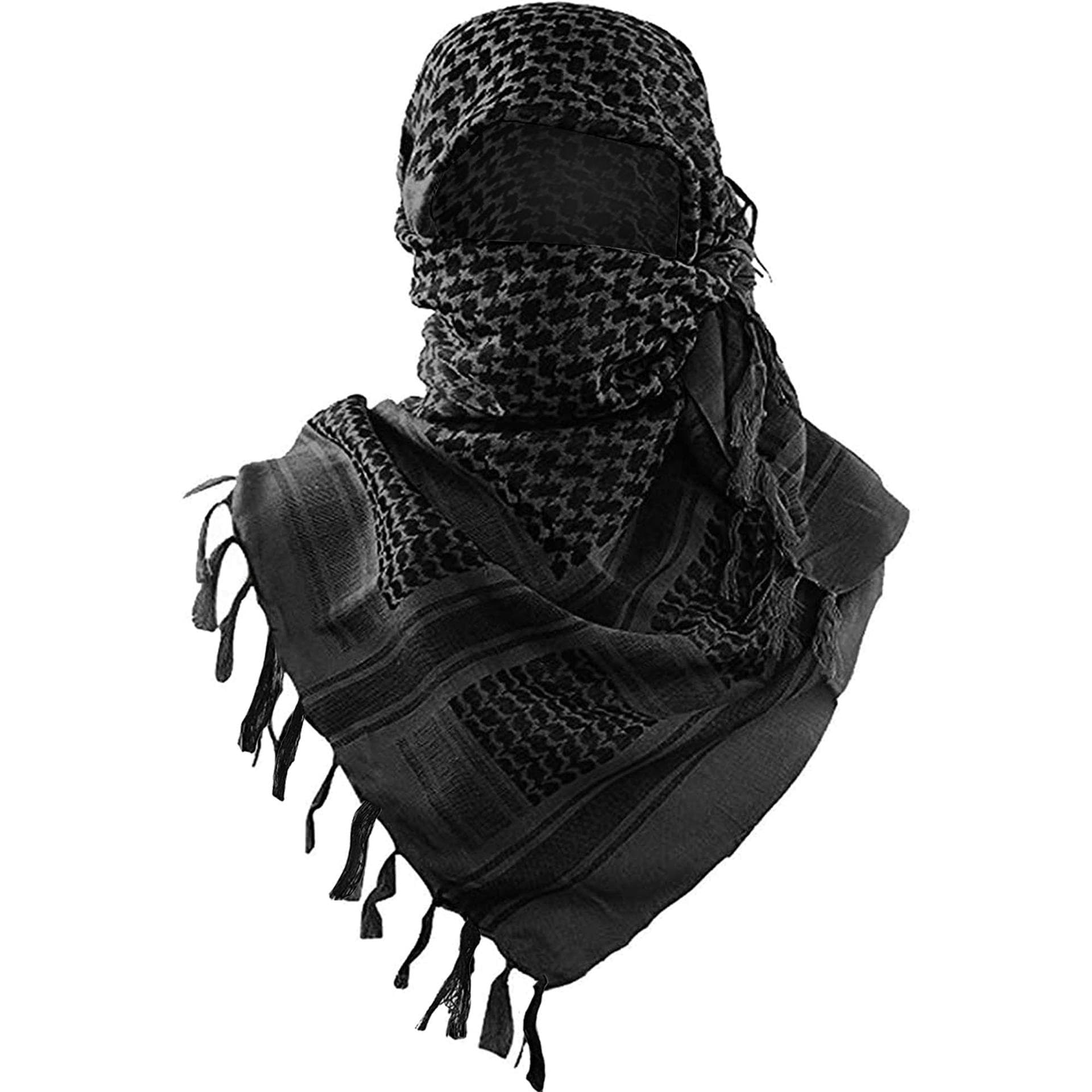 Black 110 × 110 cm Military Shemagh Cotton Tactical Desert Scarf - Versatile