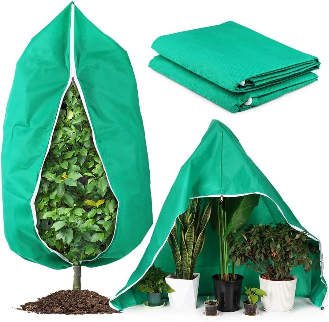 Winter Plant Cold Protection Covers with Zipper & Drawstring(2-Piece 80 ×