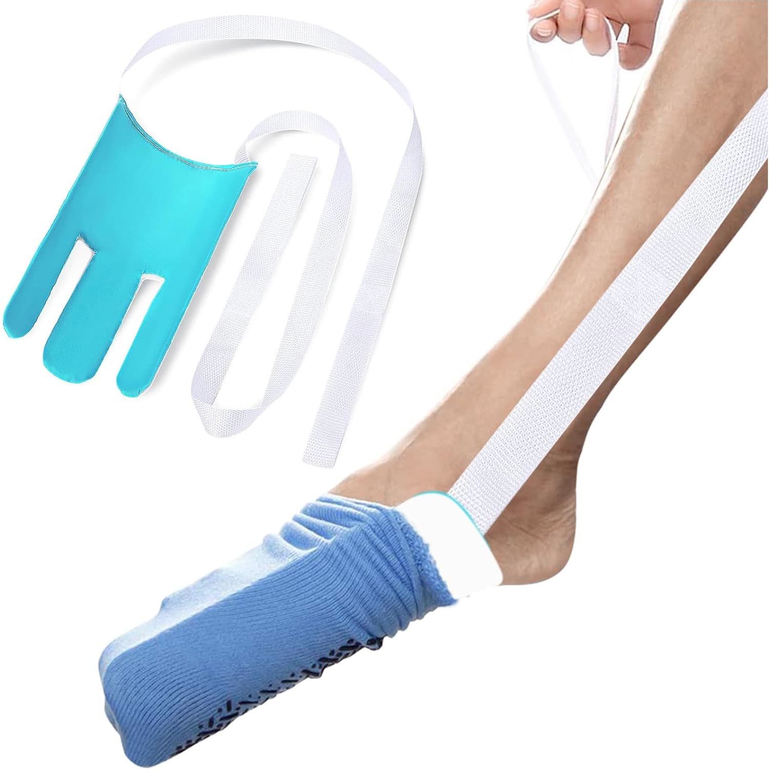 Independent Living Three-Finger Sock Aid with Long Cords- Easy-On Sock
