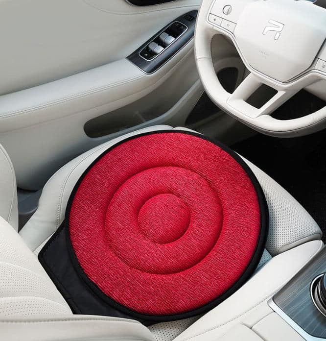 Red 360° Swivel Car Seat Cushion - Portable Rotating Transfer Aid