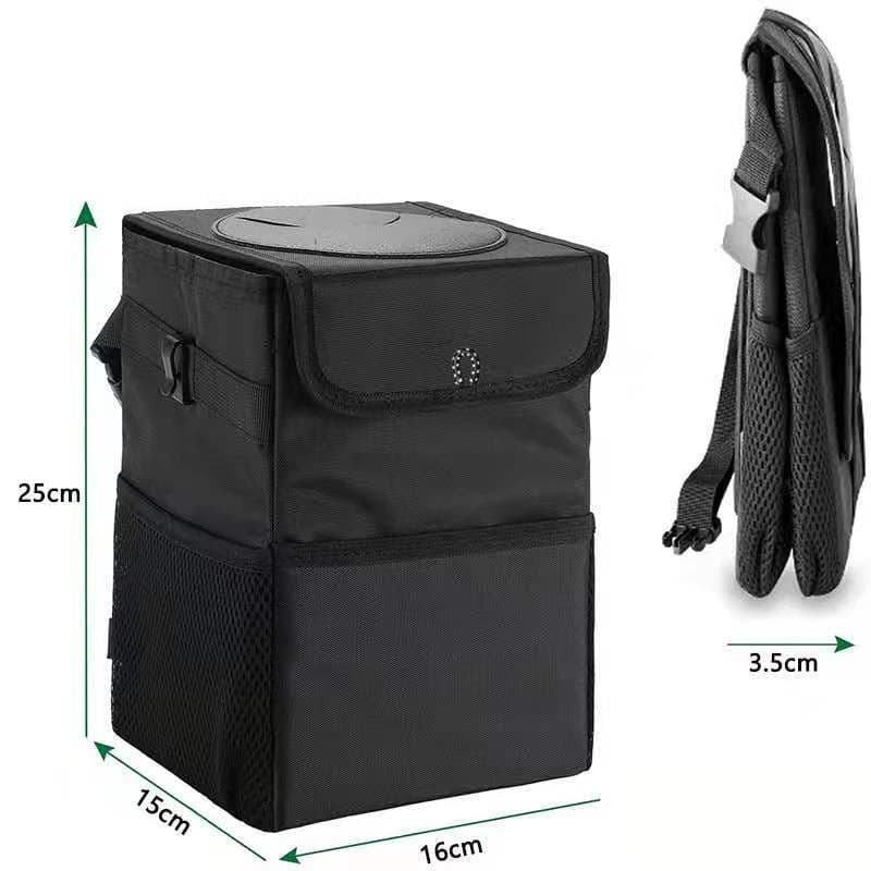 Collapsible Car Rubbish Bin - Oxford Cloth with Vinyl Lining, Compact 15 ×