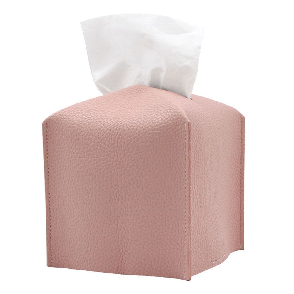 2 Pack Pink PU Leather Rectangular Tissue Box Covers - Pink Rectangular