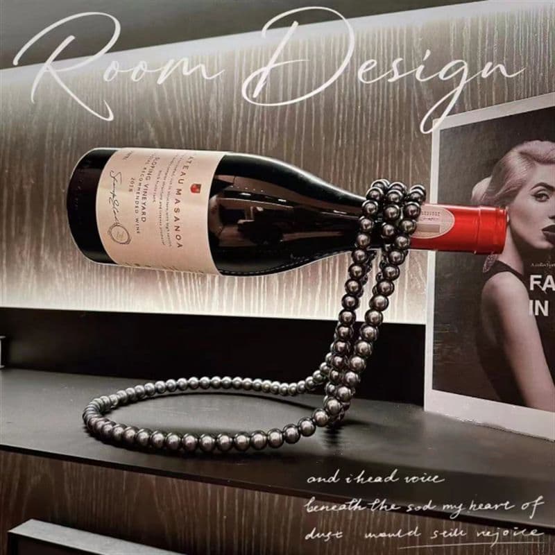 Black Pearl Floating Wine Rack - Creative Gravity-Defying Wine Bottle