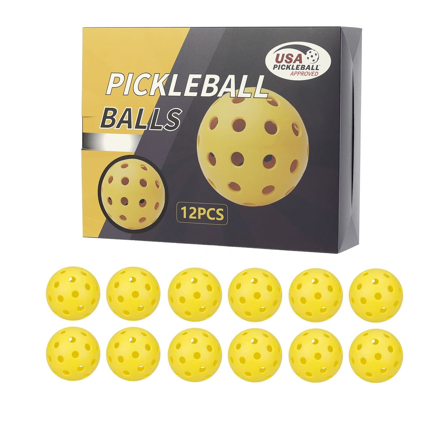 12-Pack Yellow Professional Outdoor Pickleballs in Deluxe Gift Box