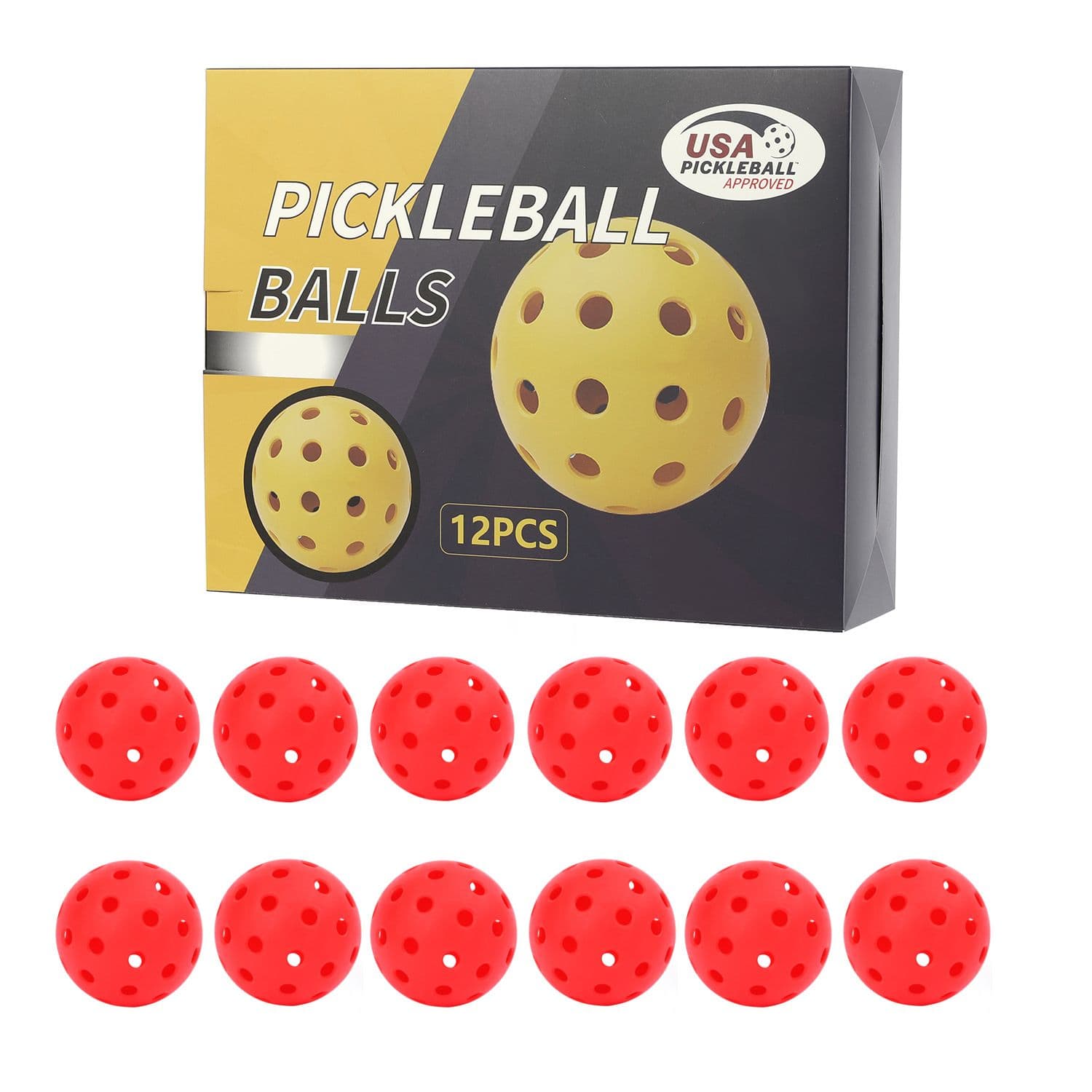 12-Pack Red Professional Outdoor Pickleballs in Deluxe Gift Box - Seamless