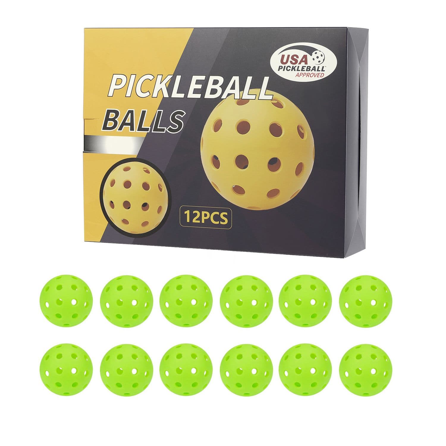 12-Pack Green Professional Outdoor Pickleballs in Deluxe Gift Box - Seamless