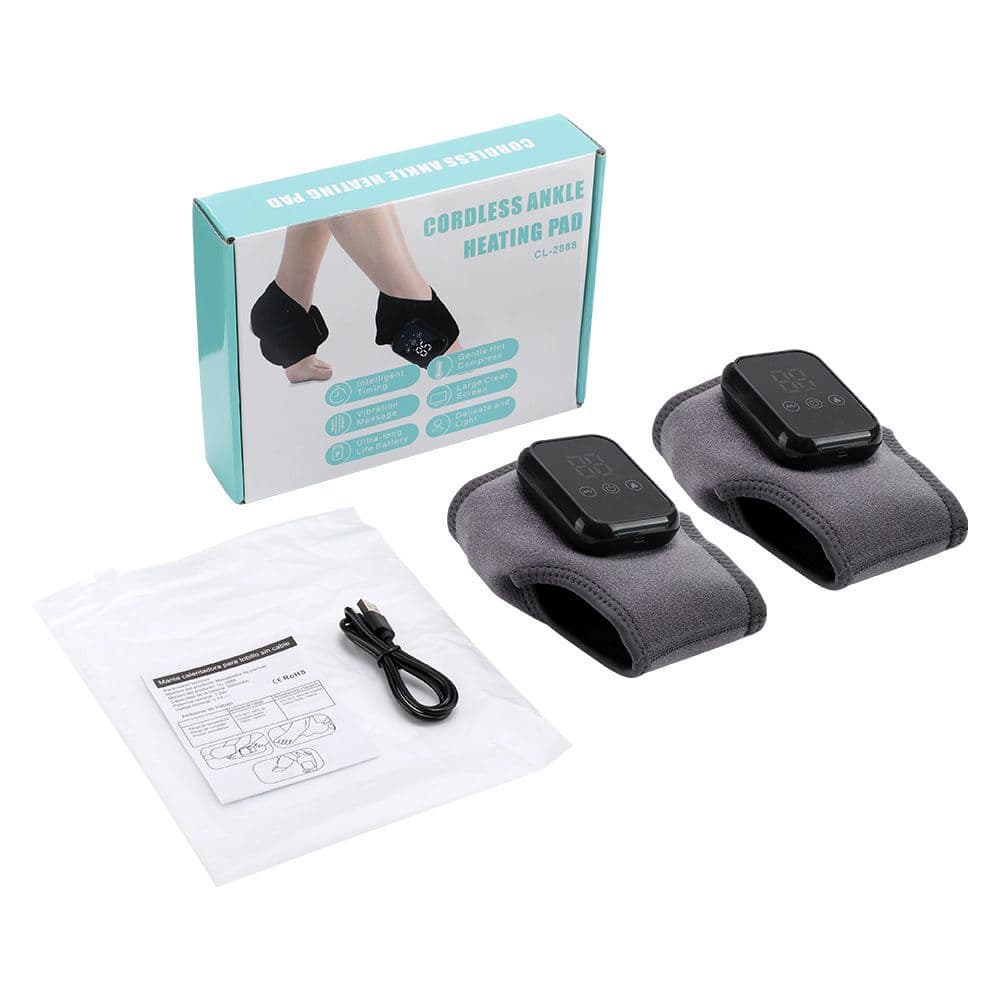 Grey 2-piece Wireless Electric Ankle Massager with Heat and Vibration - 3