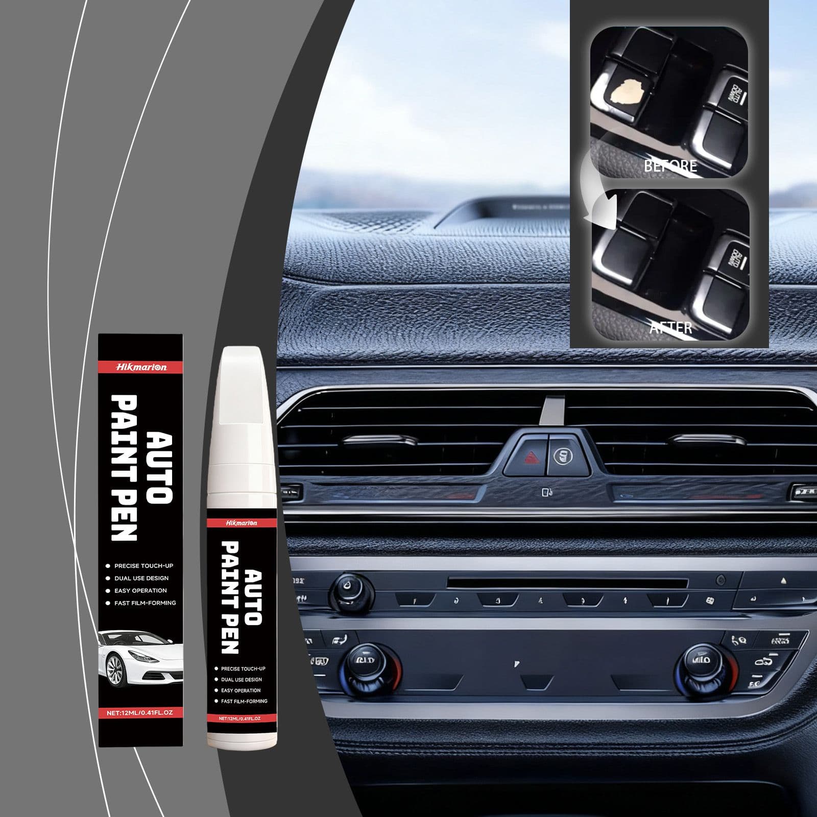 3-Pack Car Interior Paint Touch-Up Pen - Quick Color Restoration Scratch
