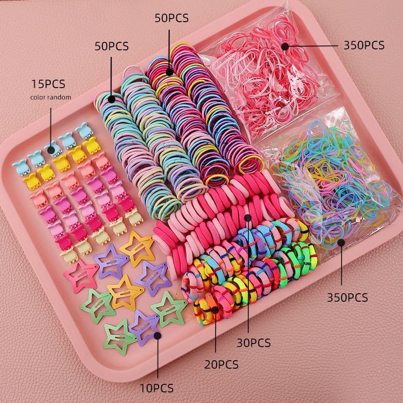 875-Piece Hair Accessories Gift Set with Elastic Rubber Bands - Perfect Gift
