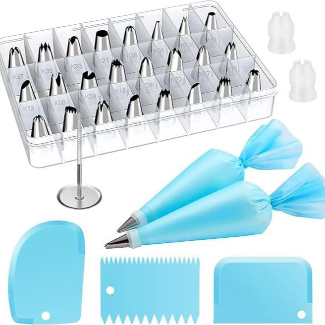 32-Piece Blue Cake Decorating Kit with 24 Numbered Icing Piping Tips, 2