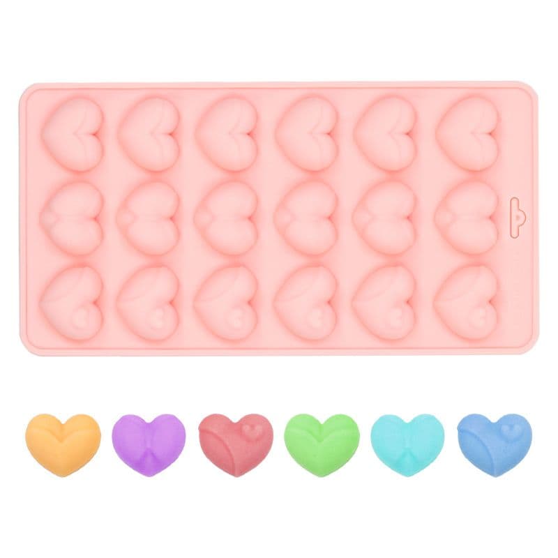 2-Pack Pink 18 Cavity Heart Chocolate Flexible Silicone Nonstick Mould