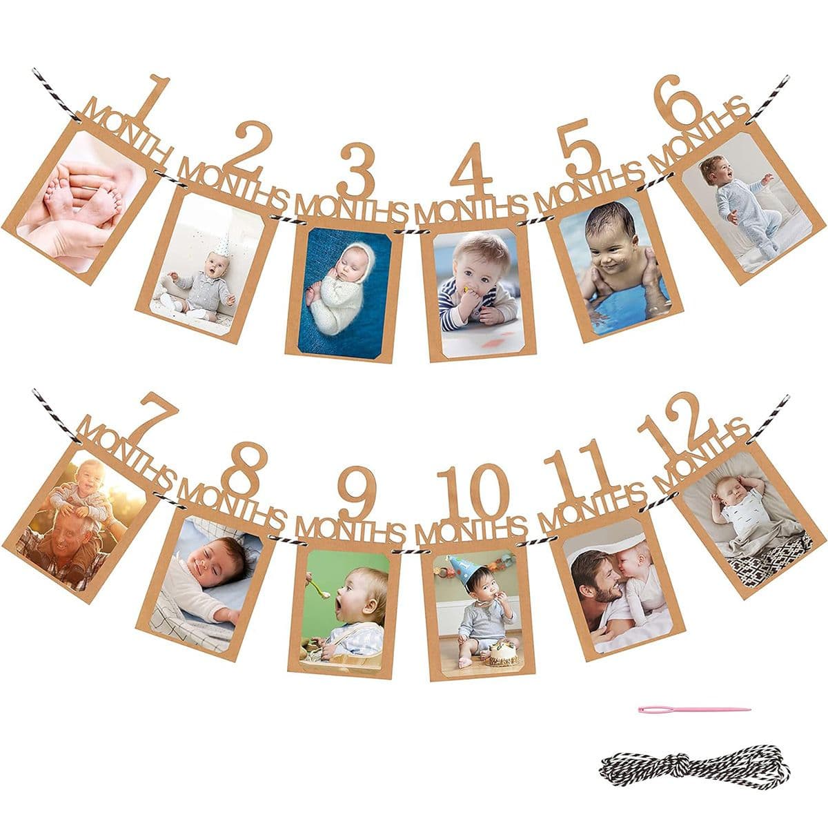 Baby Monthly Photo Banner Milestone Garland, 1-12 Months First Birthday