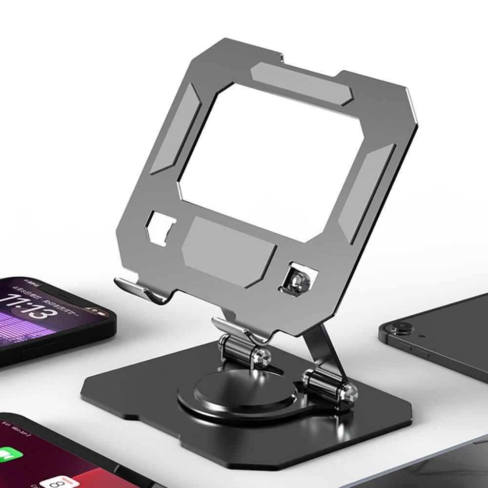 Black Adjustable Aluminium Alloy Tablet Stand with 360° Rotation, Foldable