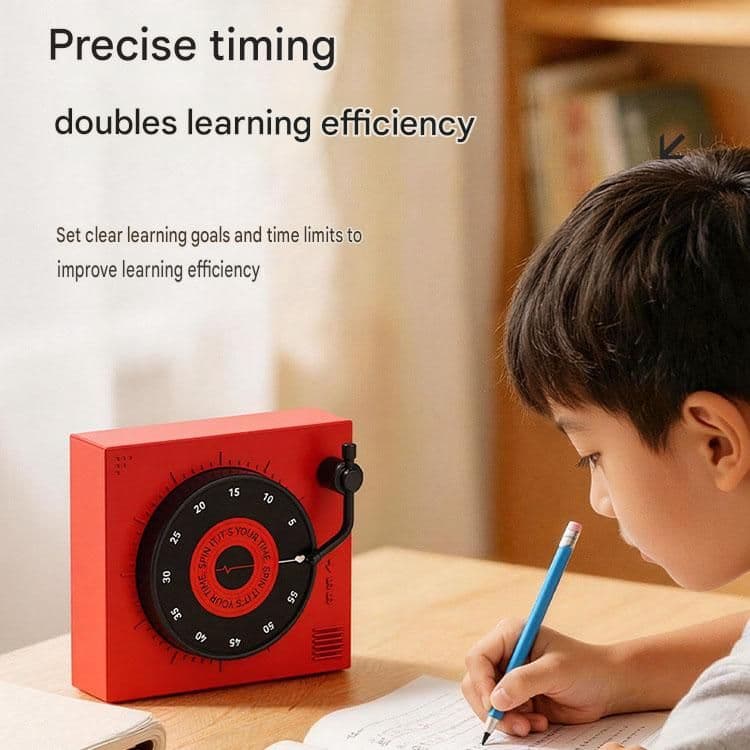 Red Record Player Mechanical Timer Magnet Timer for Study, Productivity