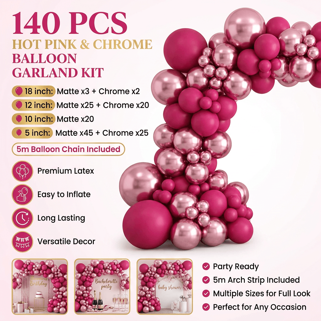 140-Piece Rose red Balloon Garland Kit Latex - Rose Red Kit Decoration