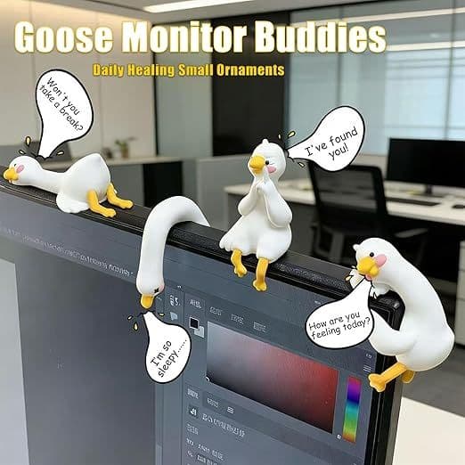 Goose Car Dashboard Decoration Set - 4-Piece Resin Goose Figurines for Car