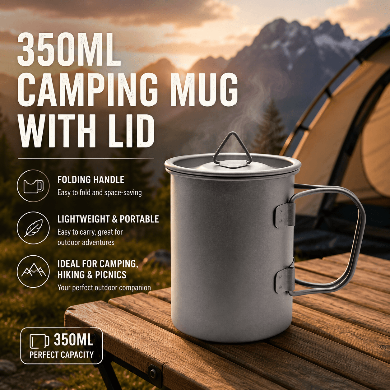 Camping Mug 350 ml (11.83oz) with Lid - Ultra - Size 350 ml 11.83oz