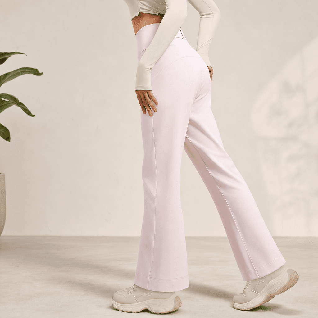 Pink Women's High Waisted Straight Leg Yoga Pants (S size) - Spandex