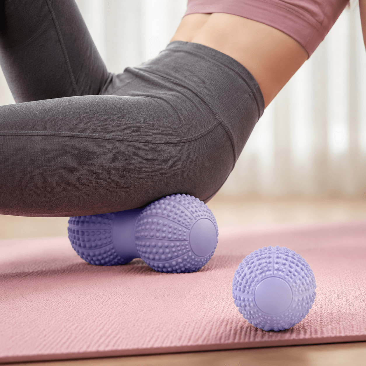 Massage Ball Set - Purple TPR Peanut Ball and Single Ball Combo - Foot Arch