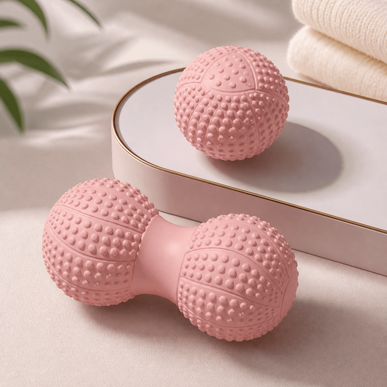 Peanut Massage Ball Set - Pink TPR Dual and Single Trigger Point Balls