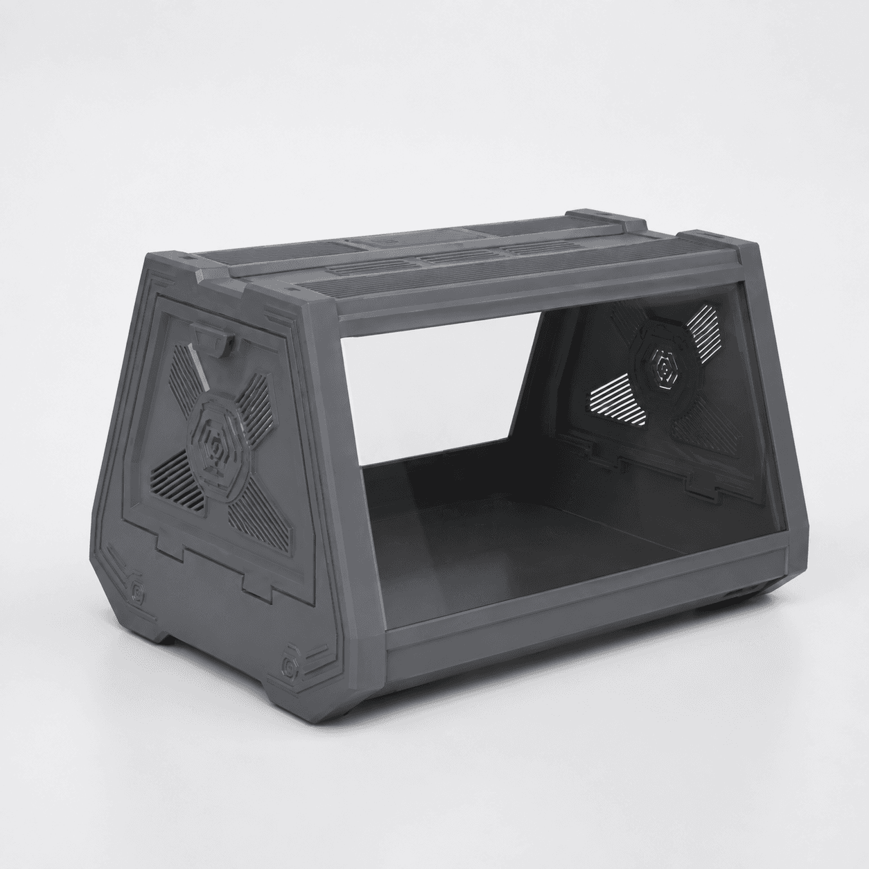 Grey Desktop Reptile Terrarium Enclosure 27x19x19cm with Double Door Opening and Ventilation for Small Reptiles, Amphibians and Plants