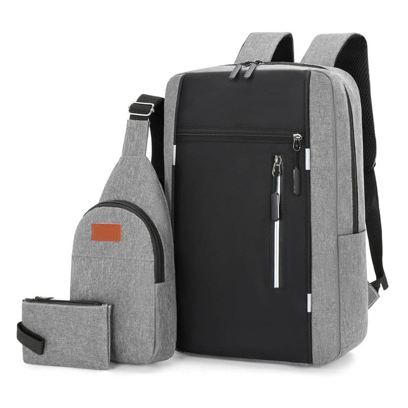 3-Piece Grey and Black Set Large Capacity - Grey Business