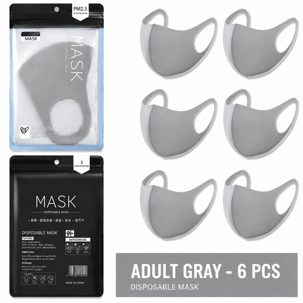 Summer Reusable Ice Silk Cooling Face Mask - Breathable 3D Mesh - Grey