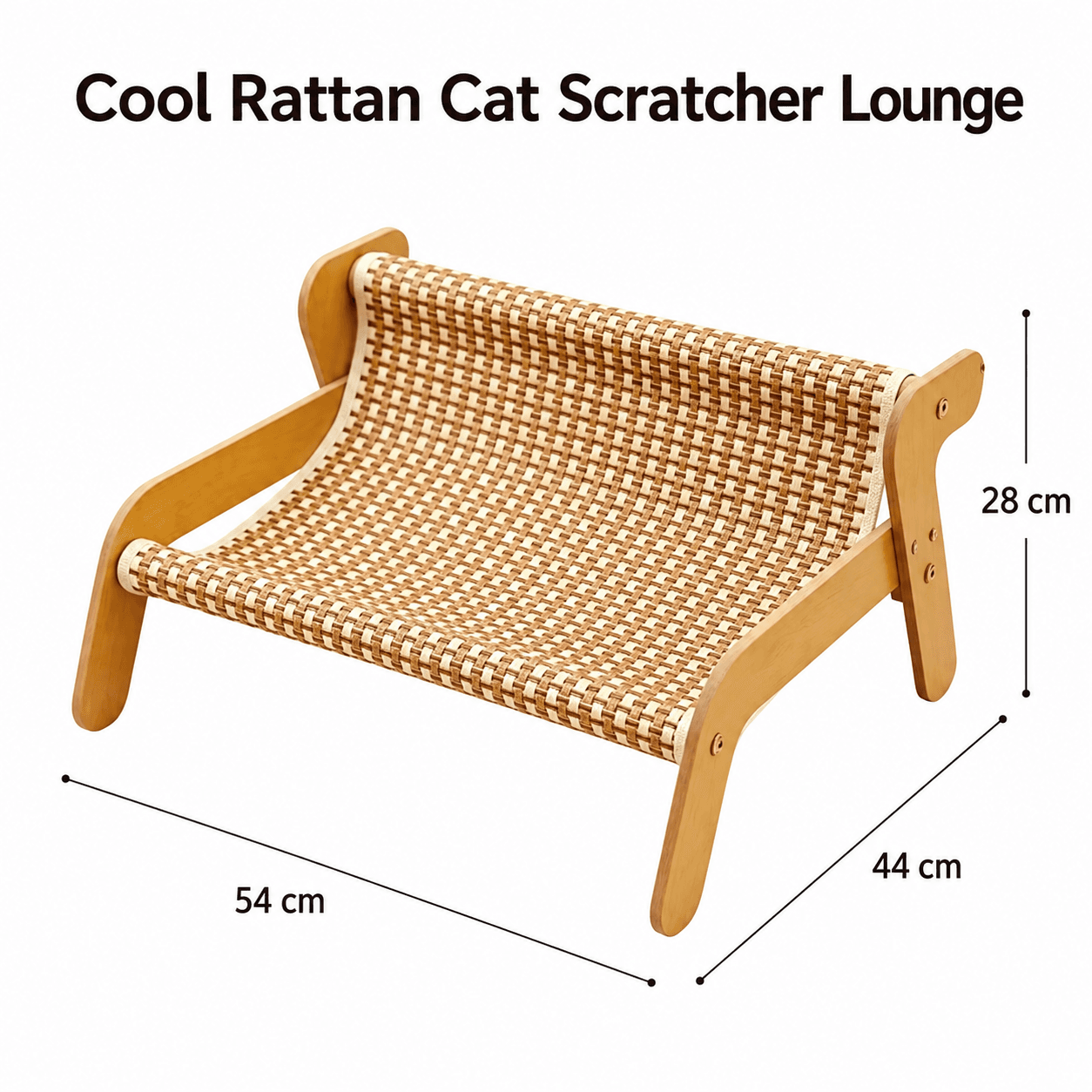 54 × 44 × 28 cm Large Cat Scratcher Sofa Bed with Wooden Elevated Base