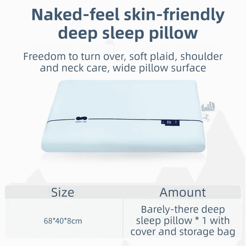 Blue Deep Sleep Slow Rebound Memory Foam Pillow with Washable - Blue 8 cm