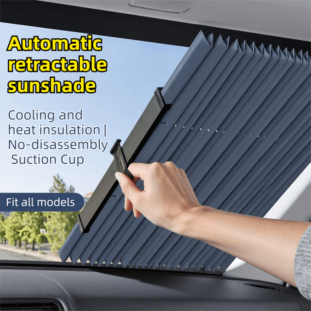 Retractable Car Windscreen Sun Shade with Suction Cup - Auto - Size 46 cm