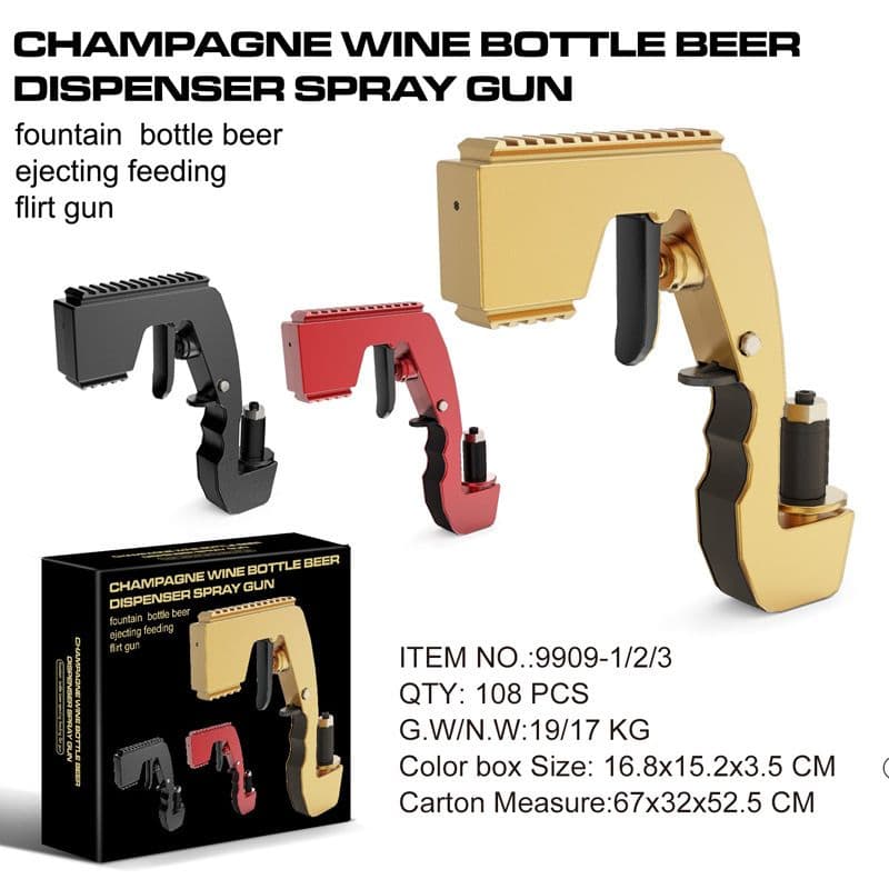 Multifunctional Champagne Gun with Bottle Opener and Spray - ABS Red