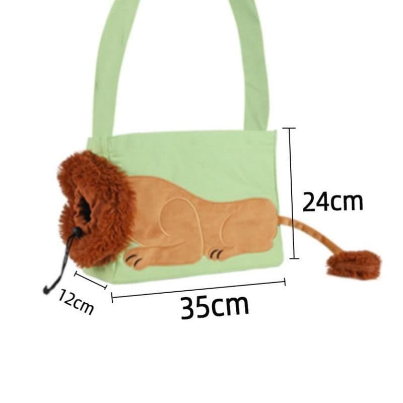 Lion Style Canvas Pet Carrier Green Bag(small size 35 × 12 × 24 cm)