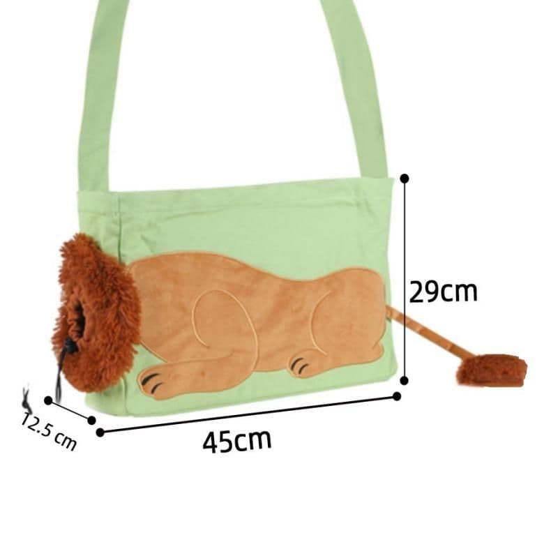 Lion Style Canvas Pet Carrier Green Bag(big size 45 × 12.5 × 29 cm)