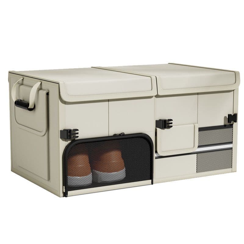 White Car Boot Organiser - Foldable Waterproof Large Capacity Trunk Storage
