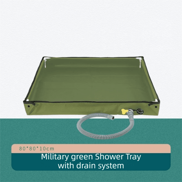 80 × 80 × 10 cm Green Portable Outdoor Shower Tray & Versatile Collapsible